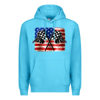 Ocean Blue American Racing Flag Premium Hoodie - JahusDesignShop