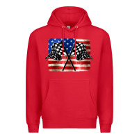 Red American Racing Flag Premium Hoodie - JahusDesignShop