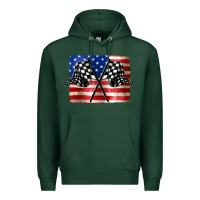 Sports Green American Racing Flag Premium Hoodie - JahusDesignShop
