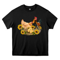 Black western coop animals farm chicken chick rooster sunflowers Heavy Core Tee - Artiststas