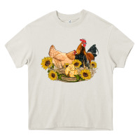 Cream western coop animals farm chicken chick rooster sunflowers Heavy Core Tee - Artiststas