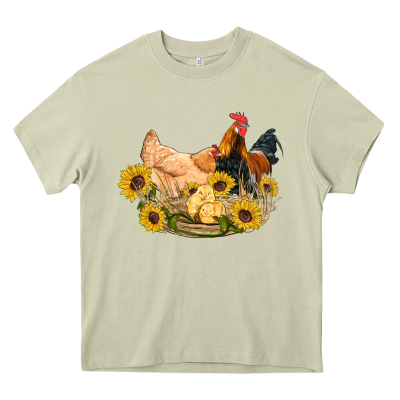 Western Coop Animals Farm Chicken Chick Rooster Sunflowers Heavy Core Tee by Artiststas | Teevron