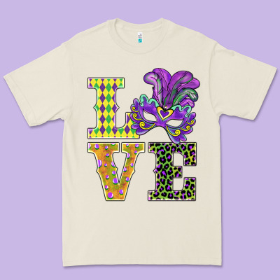 Mardi Gras Love Mask Premium Tee Designed By Barkaloodesign