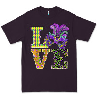 Plum mardi gras love mask Premium Tee - BarkalooDesign