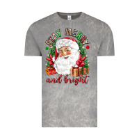 Cloud Rock Stay Merry and bright Christmas with santa Vintage Tee - NancyCooperArtShop