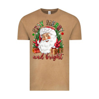 Vintage Camel Stay Merry and bright Christmas with santa Vintage Tee - NancyCooperArtShop