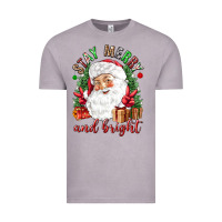 Vintage Zinc Stay Merry and bright Christmas with santa Vintage Tee - NancyCooperArtShop