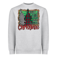 Heather Grey Womens Just a Girl Who Loves Christmas Funny Heavyweight Sweatshirt - Bettercallsaul