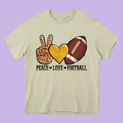 Peace Love Football Heavy Core Tee Designed By Adodesignshop