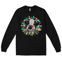 Black baby cow with sunflower Long Sleeve Tee - RanaPortraitStore