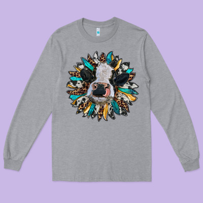 Baby Cow With Sunflower Long Sleeve Tee Designed By Ranaportraitstore