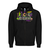 Black mardi gras teacher assistant Zipper Hoodie - CowGirlArtShop