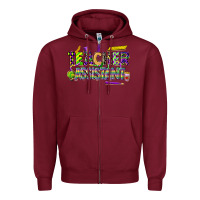 Burgundy mardi gras teacher assistant Zipper Hoodie - CowGirlArtShop