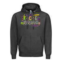 Charcoal Heather mardi gras teacher assistant Zipper Hoodie - CowGirlArtShop