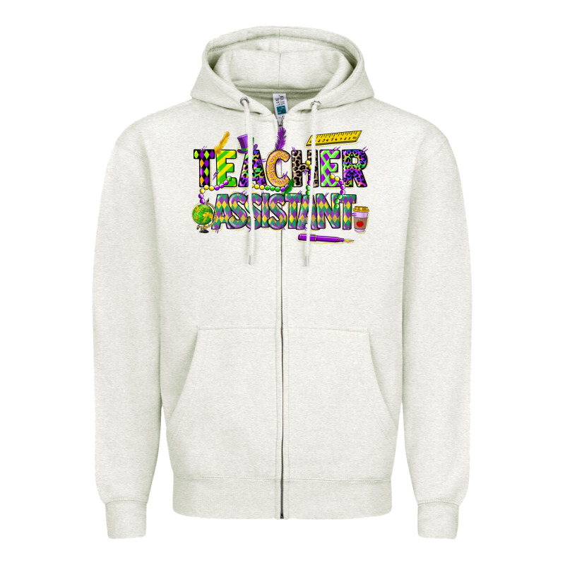 Mardi Gras Teacher Assistant Zipper Hoodie by CowGirlArtShop | Teevron