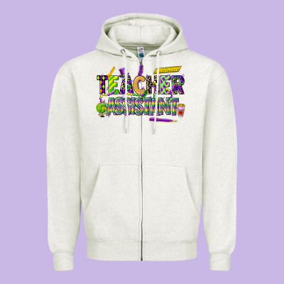Mardi Gras Teacher Assistant Zipper Hoodie Designed By Cowgirlartshop