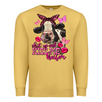 Antique Gold Valentine's Day shut up and kiss me Holstein Cow Premium Sweatshirt - FaDigitalArtStudio