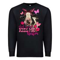 Black Valentine's Day shut up and kiss me Holstein Cow Premium Sweatshirt - FaDigitalArtStudio