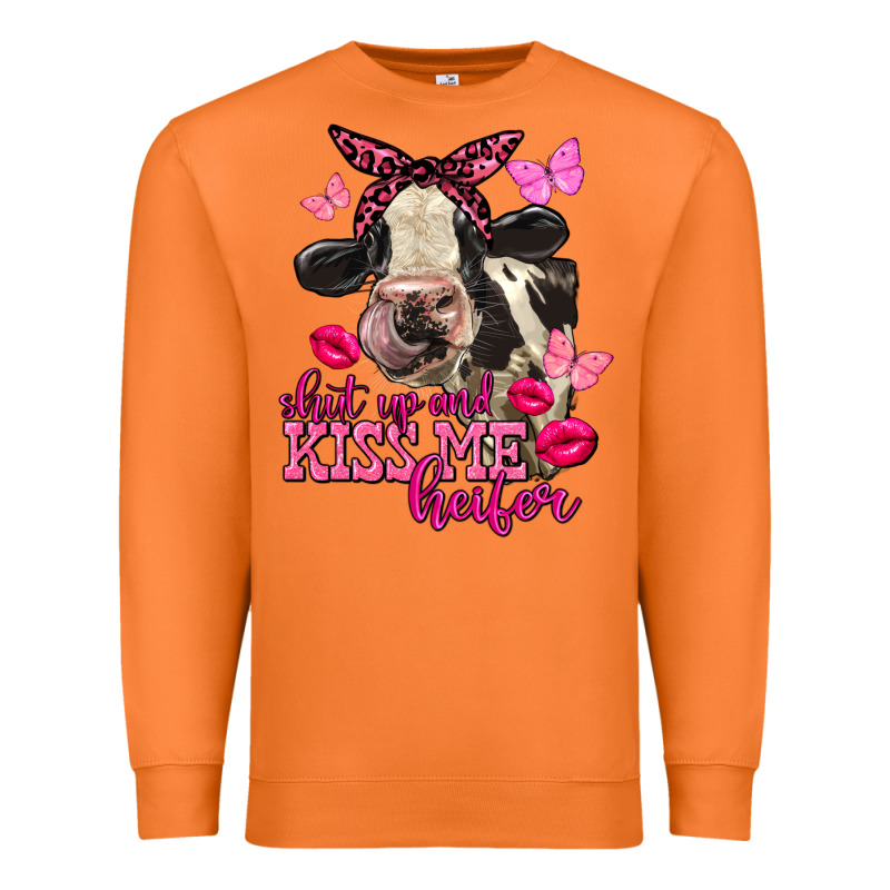 Valentine's Day Shut Up And Kiss Me Holstein Cow Premium Sweatshirt by FaDigitalArtStudio | Teevron