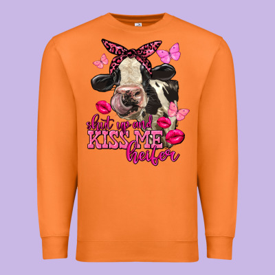 Valentine's Day Shut Up And Kiss Me Holstein Cow Premium Sweatshirt Designed By Fadigitalartstudio