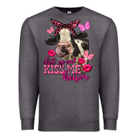 Charcoal Heather Valentine's Day shut up and kiss me Holstein Cow Premium Sweatshirt - FaDigitalArtStudio