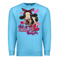 Ocean Blue Valentine's Day shut up and kiss me Holstein Cow Premium Sweatshirt - FaDigitalArtStudio