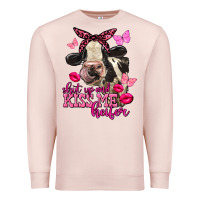 Pale Pink Valentine's Day shut up and kiss me Holstein Cow Premium Sweatshirt - FaDigitalArtStudio