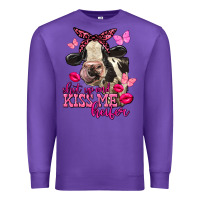 Purple Valentine's Day shut up and kiss me Holstein Cow Premium Sweatshirt - FaDigitalArtStudio