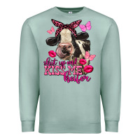 Seafoam Valentine's Day shut up and kiss me Holstein Cow Premium Sweatshirt - FaDigitalArtStudio