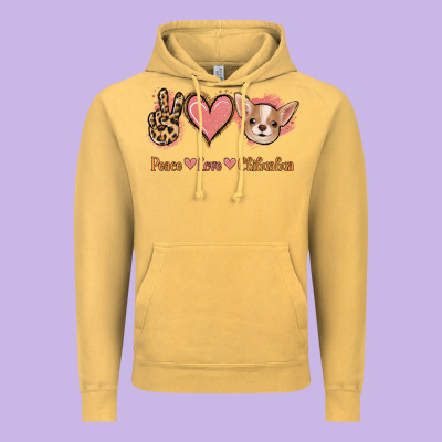 Peace Love Chihuahua Vintage Hoodie Designed By Jasminsmagicworld