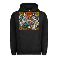 Pigment Black bunny Easter Urban Hoodie - CowhideDigitalArt