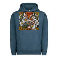 Pigment Midnight Navy bunny Easter Urban Hoodie - CowhideDigitalArt