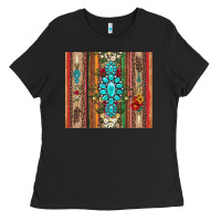Black gemstone flowers arrow with leopards and serape Ladies Tee - Artiststas