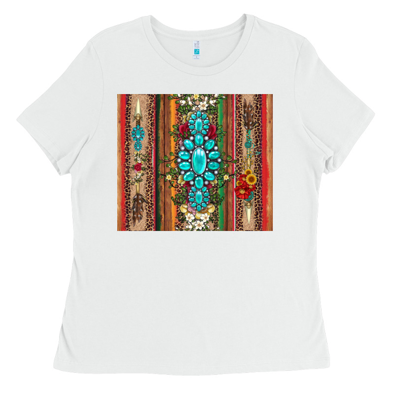 Gemstone Flowers Arrow With Leopards And Serape Ladies Tee by Artiststas | Teevron