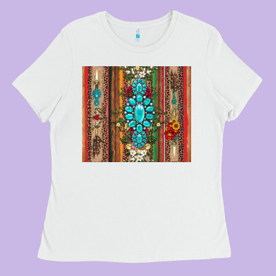 Gemstone Flowers Arrow With Leopards And Serape Ladies Tee Designed By Artiststas