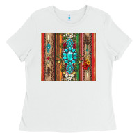 White gemstone flowers arrow with leopards and serape Ladies Tee - Artiststas