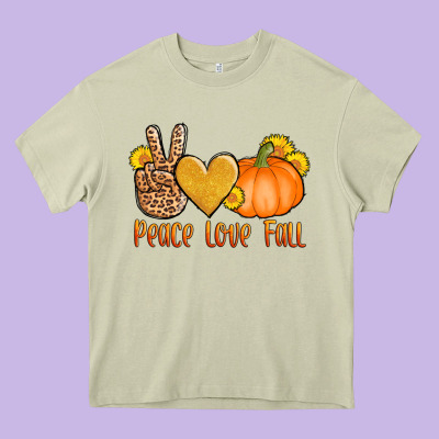 Peace Love Fall Heavy Core Tee Designed By Adodesignshop