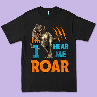 I'm One Hear Me Roar Dinosaur Birthday Premium Tee Designed By Lillyallendesigns