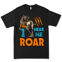 Black i'm one hear me roar dinosaur birthday Premium Tee - LillyAllenDesigns