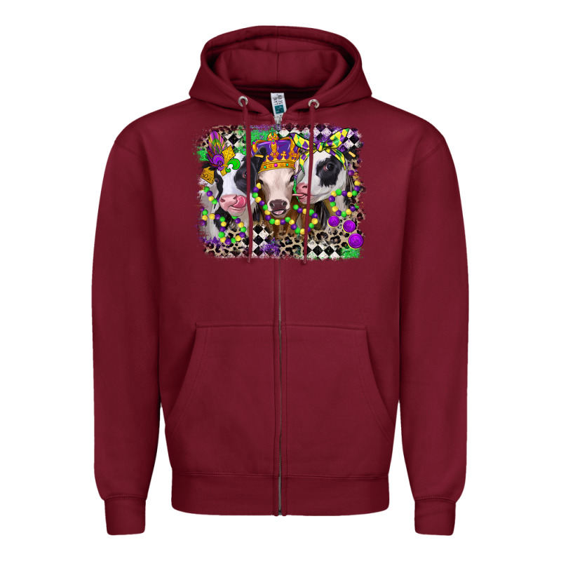 Mardi Gras Heifers Zipper Hoodie by CowGirlArtShop | Teevron