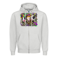Dove Grey mardi gras heifers Zipper Hoodie - CowGirlArtShop