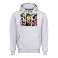 Heather Grey mardi gras heifers Zipper Hoodie - CowGirlArtShop