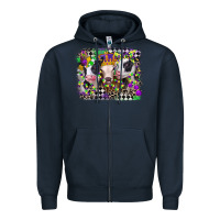 Navy mardi gras heifers Zipper Hoodie - CowGirlArtShop