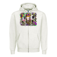 Oatmeal Heather mardi gras heifers Zipper Hoodie - CowGirlArtShop