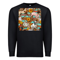 Black Western Leopard Farm Animals Seamless Pattern Premium Sweatshirt - FaDigitalArtStudio