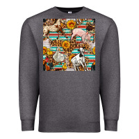 Charcoal Heather Western Leopard Farm Animals Seamless Pattern Premium Sweatshirt - FaDigitalArtStudio