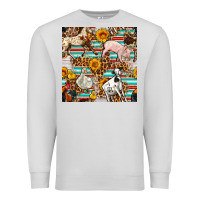 Dove Grey Western Leopard Farm Animals Seamless Pattern Premium Sweatshirt - FaDigitalArtStudio
