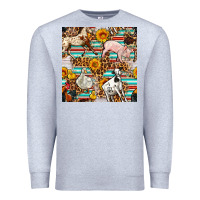 Heather Grey Western Leopard Farm Animals Seamless Pattern Premium Sweatshirt - FaDigitalArtStudio