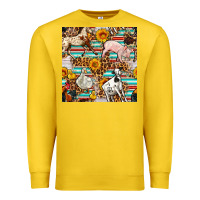 Lemon Western Leopard Farm Animals Seamless Pattern Premium Sweatshirt - FaDigitalArtStudio