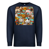 Navy Western Leopard Farm Animals Seamless Pattern Premium Sweatshirt - FaDigitalArtStudio